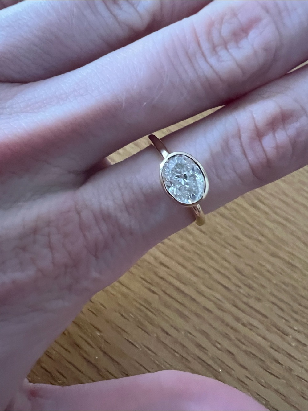 14k Yellow Gold Solitaire Oval Diamond Ring - Picture 1 of 4